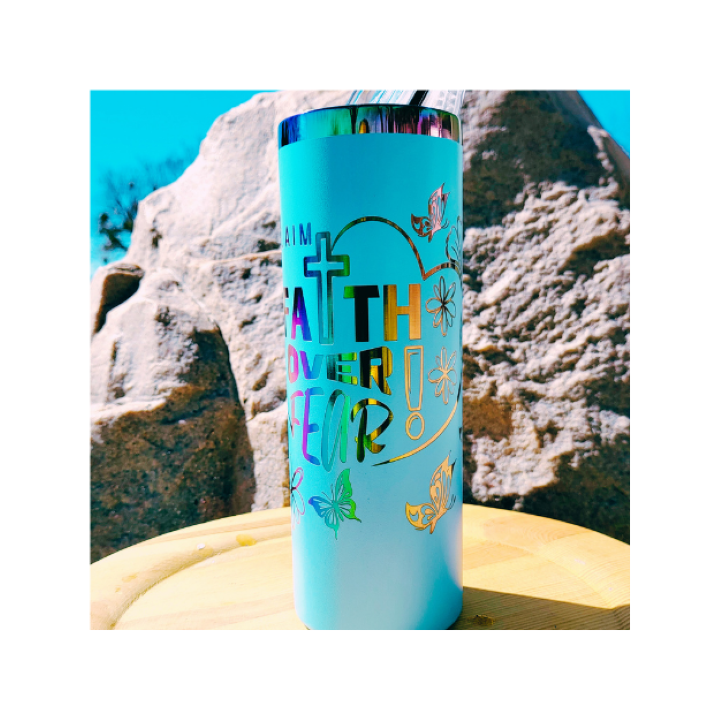 Proclaim Faith Tumbler: Handcrafted 20oz  –Proclaim Faith Over Fear Blue