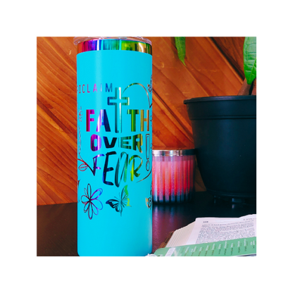 Proclaim Faith Tumbler: Handcrafted 20oz  –Proclaim Faith Over Fear Blue