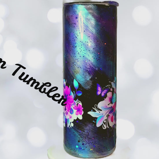 Proclaim Tumbler: Handcrafted 20oz Stainless Steel Tumbler – Galaxies blue skies.