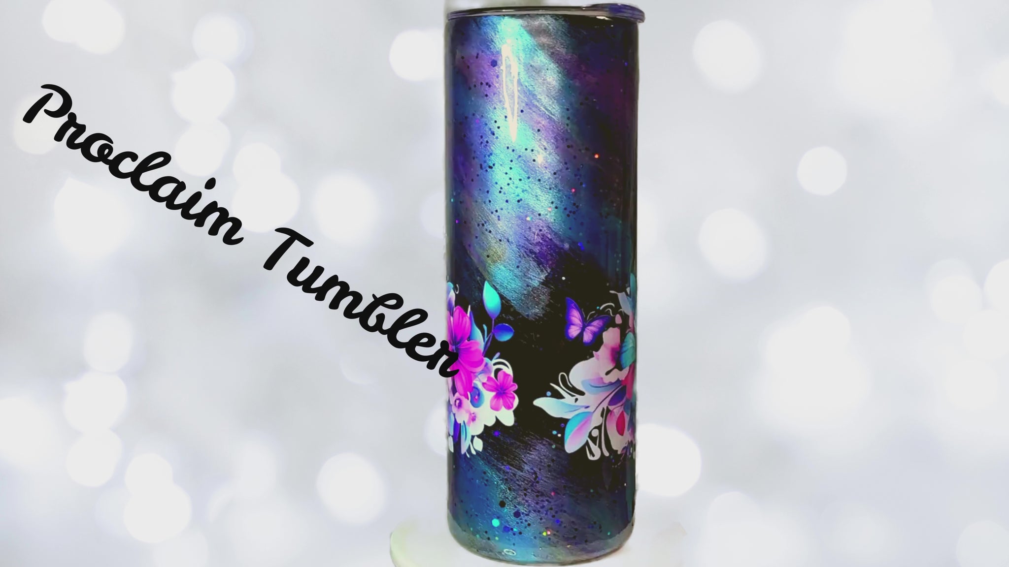 Proclaim Tumbler: Handcrafted 20oz Stainless Steel Tumbler – Galaxies blue skies.